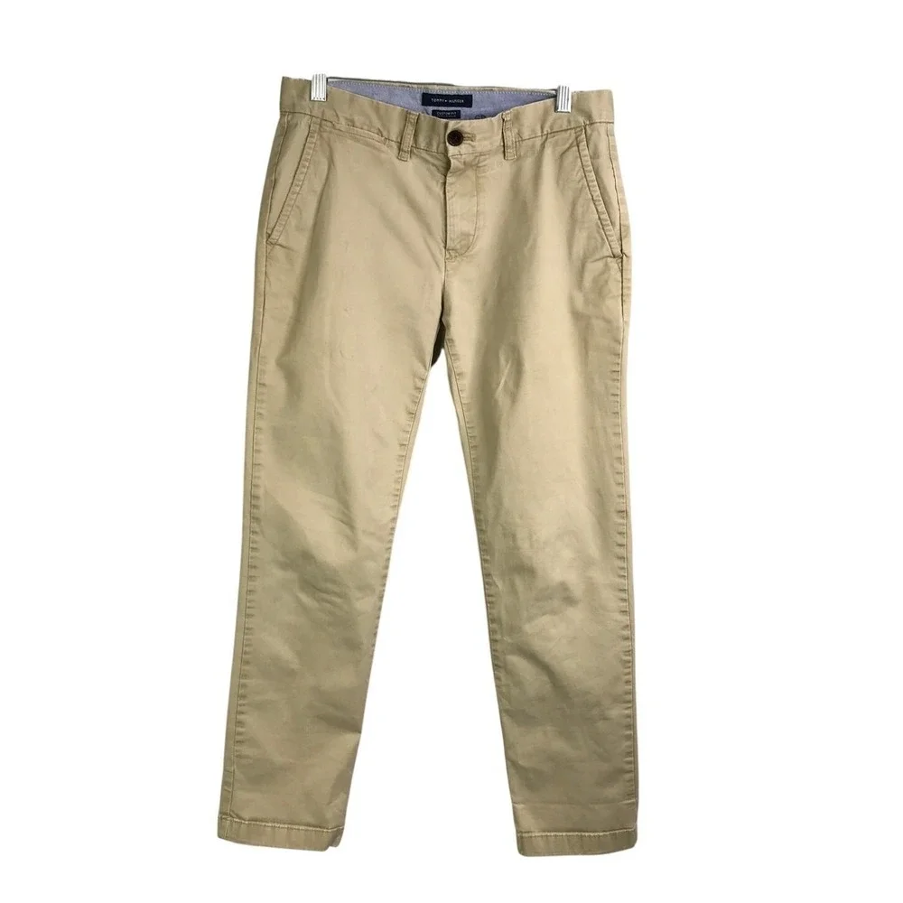 Tommy Hilfiger‎ Chinos Mens 30/30 Khaki Custom Fit Stretch Cotton Twill Pants